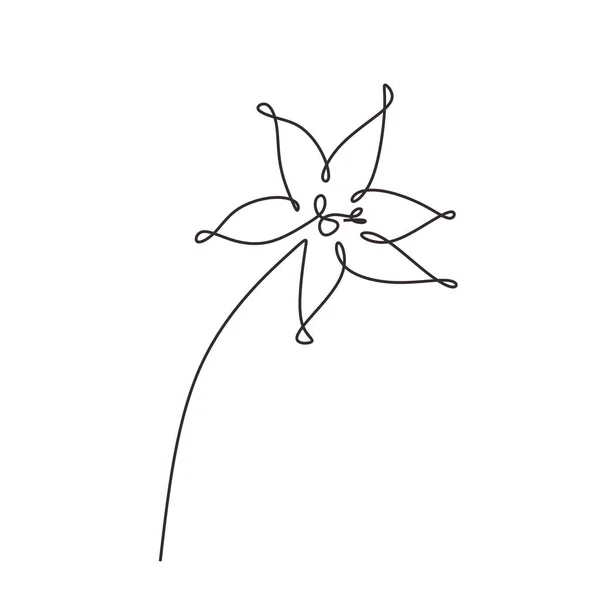 Botanical flower one continuous line drawing minimalism. Vector illustration with simplicity sketch hand drawn. — Stock Vector