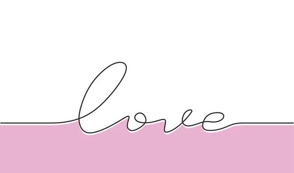 Desenho contínuo de uma linha de amor tipografia lettering script fonte tipográfico lineart design. Conceito de simplicidade de cartão romântico, banner, cartaz e símbolo . — Vetor de Stock