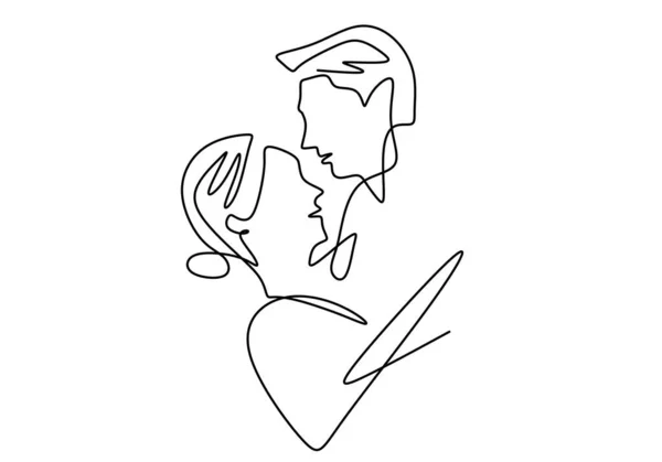 Cute couple in love. Continuous one line drawing. Vector illustration romantic moment between man and woman. — Stock vektor