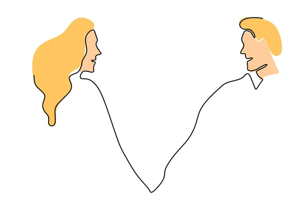 Um minimalismo de casal de linha. Ilustração vetorial romance e relacionamento . —  Vetores de Stock