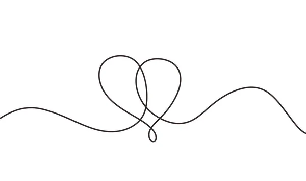 ●2つのハートを抱きしめる連続線描き、愛の概念ミニマリズムミニマリストの白黒ベクトルミニマリストイラスト片手描きスケッチロマンチックテーマ. — ストックベクタ