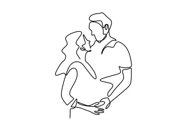 Dibujo continuo de una línea. Mujer de pareja amorosa y hombre en relación de amor. Ilustración vectorial, estilo minimalista . — Archivo Imágenes Vectoriales