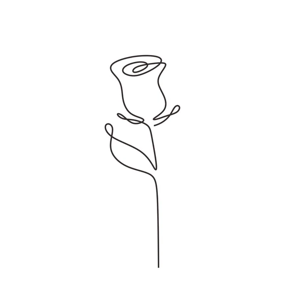 Rose line icon minimalism. Hand drawn vector one continuous single lineart sketch isolated on white background. — Stock vektor