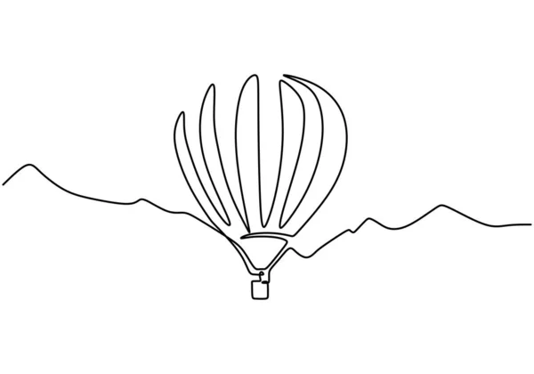 Aerostato de ilustración vectorial. Ilustración continua de globos aéreos de una línea, concepto de viaje creativo minimalista . — Vector de stock