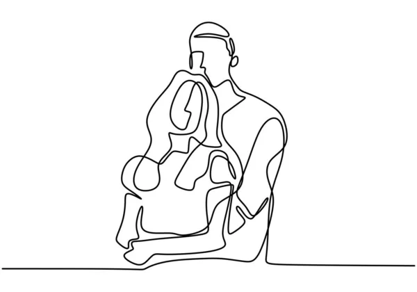 Desenho contínuo de uma linha. Amante casal mulher e homem abraçando. Esboço minimalista desenhado à mão, ilustração vetorial para cartão de Dia dos Namorados, banner e cartaz . —  Vetores de Stock