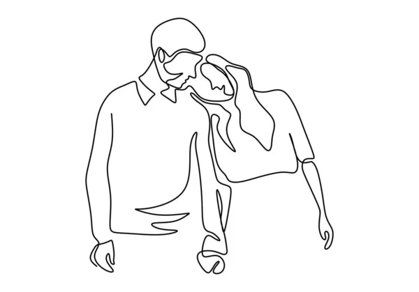 Disegno continuo di linee. Coppia romantica. Amanti concept design a tema. Un minimalismo disegnato a mano. Illustrazione vettoriale metafora dell'amore, isolata su sfondo bianco . — Vettoriale Stock