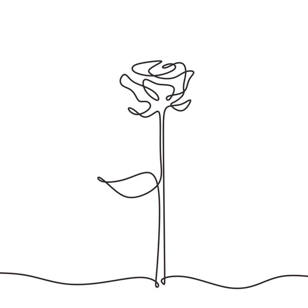 Rose line icon minimalism. Hand drawn vector one continuous single lineart sketch isolated on white background. — Stok Vektör