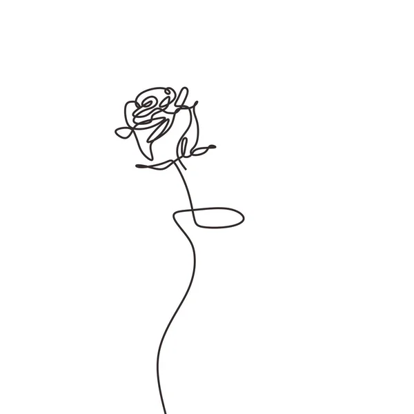 Dibujo de línea continua Rose. Vector flor planta minimalismo dibujado a mano . — Vector de stock