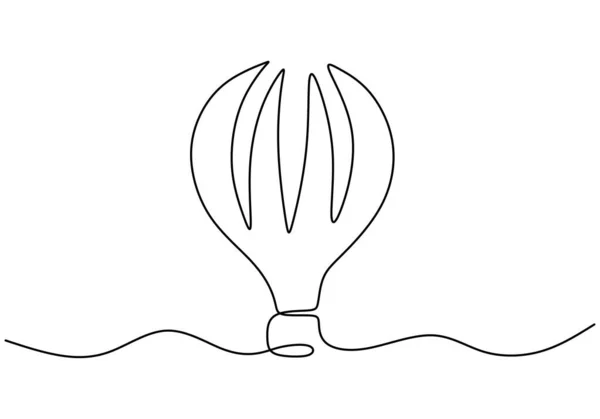 Aerostat per illustrazione vettoriale. Illustrazione continua del pallone aerostatico di stile di una linea, concetto creativo di corsa di minimalismo . — Vettoriale Stock