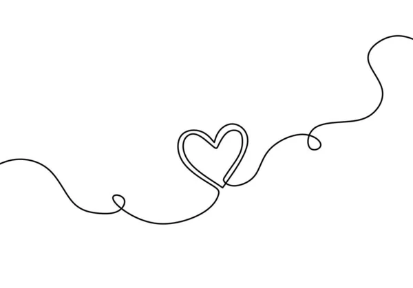 Kontinuierliche Linienzeichnung des Herzens, einhändig gezeichnete Skizzenvektorillustration. gut für Valentinstag Grußbanner, Plakat und Hintergrund. — Stockvektor
