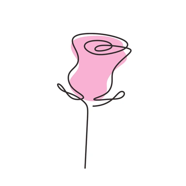 Dessin en ligne continue rose. Vecteur fleur plante minimalisme dessiné à la main . — Image vectorielle