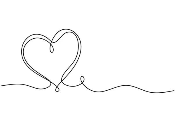 마음 속에 새겨 넣기. 하나의 선을 연속적으로, 손으로 그린 스케치 벡터 일러스트. 최소 주의는 배너, 배경, 포스터를 위한 디자인입니다. 로맨틱 한 사랑의 상징. — 스톡 벡터