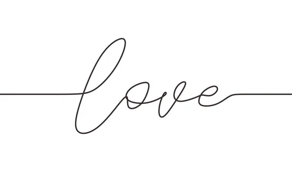 Dibujo continuo de una línea de tipografía de amor escritura tipográfica tipográfica tipográfica diseño lineal. Concepto de simplicidad de tarjeta romántica, pancarta y cartel signo y símbolo . — Vector de stock