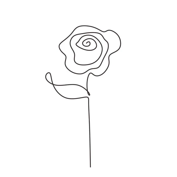 장미 직선그리기. 벡터 꽃 초본 미니멀리즘 손으로 그린 그림. — 스톡 벡터