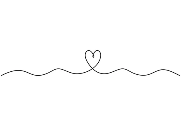 Latar belakang hati desain hari kasih sayang, gambar satu baris yang berkelanjutan. Ilustrasi vektor minimalisme dengan simbol cinta . Stok Vektor
