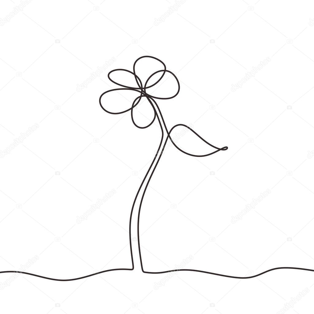 Botanical flower one continuous line drawing minimalism. Vector illustration with simplicity sketch hand drawn.