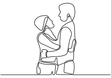 Birbiri ardına iki aşığın romantik öpücüğü. Minimalizm vektör illüstrasyonu aşık şirin bir çift.