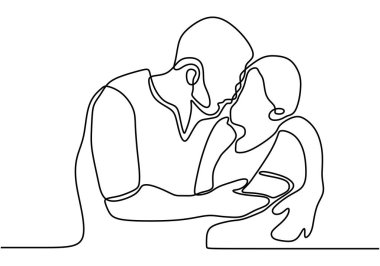 Birbiri ardına iki aşığın romantik öpücüğü. Minimalizm vektör illüstrasyonu aşık şirin bir çift.