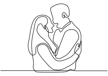 Birbiri ardına iki aşığın romantik öpücüğü. Minimalizm vektör illüstrasyonu aşık şirin bir çift.