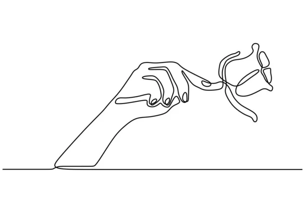Hand Hand Rosenblüte Kontinuierliche Linienzeichnung Minimalismus Vektor Illustration Einfachheit Stil — Stockvektor