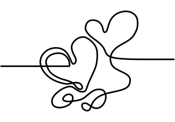 Disegno Continuo Una Linea Segno Cuore Simbolo Amore Romanticismo Romantico — Vettoriale Stock
