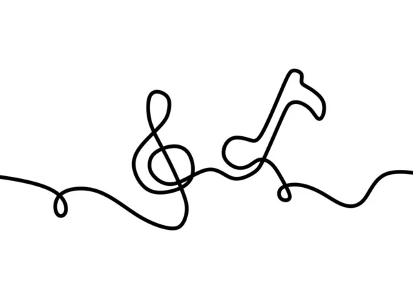 Music Note Continuous One Line Drawing Vector Song Notation Symbols — Stock Vector