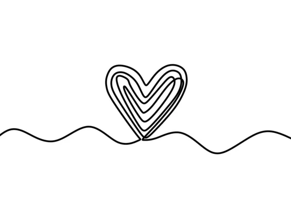Heart One Line Drawing Scribble Hand Drawn Continuous Love Sign — Stock Vector