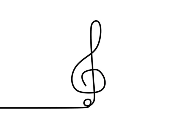 Notentext Ein Notenschlüssel Durchgehende Linienzeichnung Vektor Songnotationssymbole Illustration Von Hand — Stockvektor