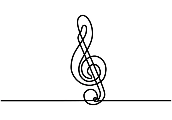 One Line Drawing Treble Clef Music Note — Stock Vector