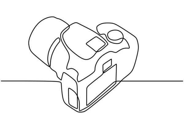 Dslrカメラデジタルベクトル 1つの連続単線画 ミニマルな手描きのアートスタイル — ストックベクタ