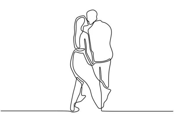 Ein Verliebtes Paar Romantische Kontinuierlich Handgezeichnete Skizzen Zeichnen Menschen Minimalistisches — Stockvektor