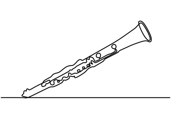 Непрерывный Однолинейный Рисунок Кларнетного Музыкального Инструмента Простота Построения Векторных Иллюстраций — стоковый вектор