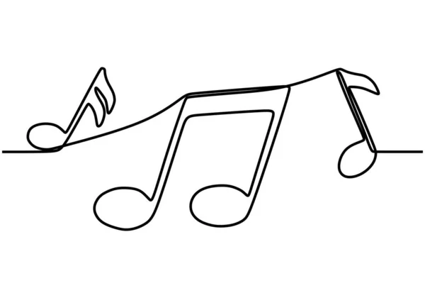 Nota Musical Desenho Contínuo Uma Linha Símbolos Notação Música Vetorial —  Vetores de Stock