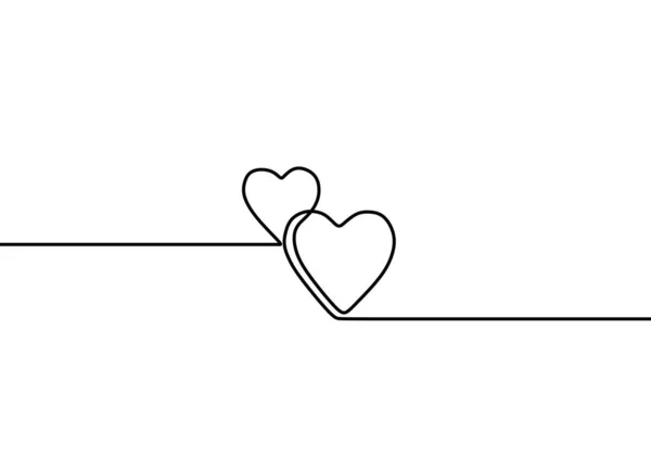 Desenho Contínuo Uma Linha Sinal Coração Símbolo Amor Romance Romântico — Vetor de Stock