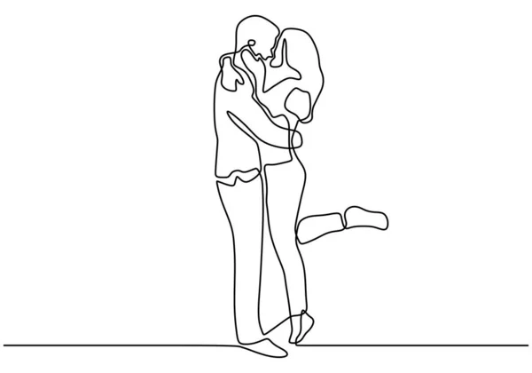 Jeden Zamilovaný Pár Romantická Souvislá Ruka Kreslí Lidi Minimalistický Jednoduchý — Stockový vektor