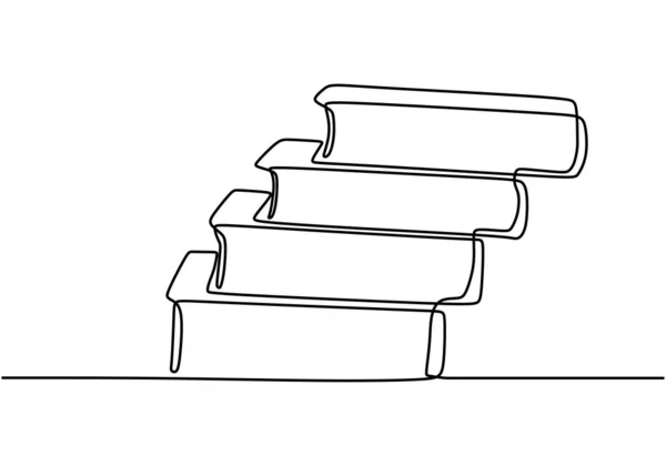 Stos Książek Białym Tle Ciągły Rysunek Jednej Linii Edukacja Dostarcza — Wektor stockowy