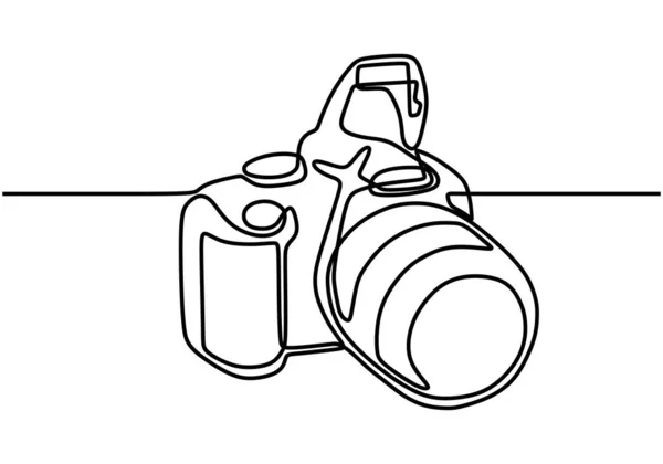 Dsr Kamera Dijital Vektörü Sürekli Tek Bir Çizgi Çizimi Minimalizm — Stok Vektör