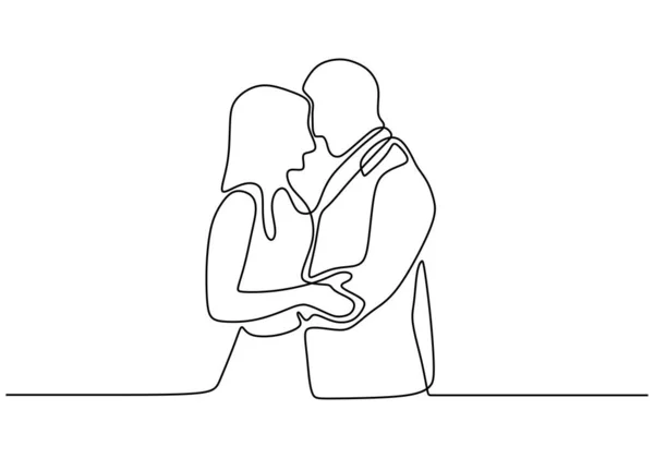 Una Pareja Enamorada Romántico Continuo Dibujado Mano Dibujar Personas Diseño — Vector de stock