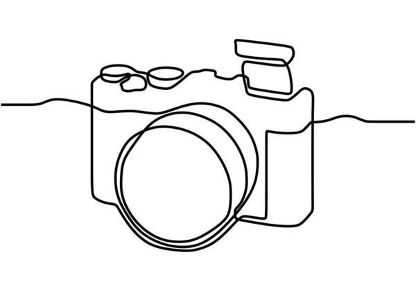 ミラーレスデジタルカメラ 1本の線画ベクトル図 Minalism — ストックベクタ
