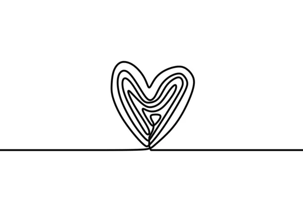 Coração Uma Linha Desenho Scribble Mão Desenhada Sinal Amor Contínuo — Vetor de Stock