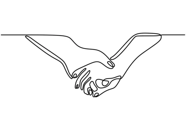 Continuous One Line Drawing Couple Holding Hands Minimalism Design Vector — Stock Vector