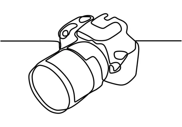 Dsr Kamera Dijital Vektörü Sürekli Tek Bir Çizgi Çizimi Minimalizm — Stok Vektör
