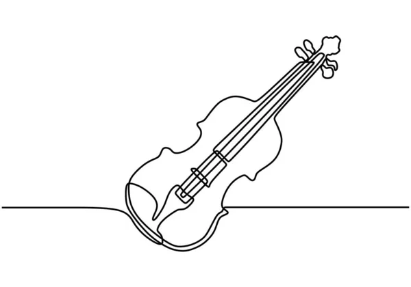 Dibujo Continuo Una Línea Instrumento Música Para Violín Ilustración Vectorial — Archivo Imágenes Vectoriales