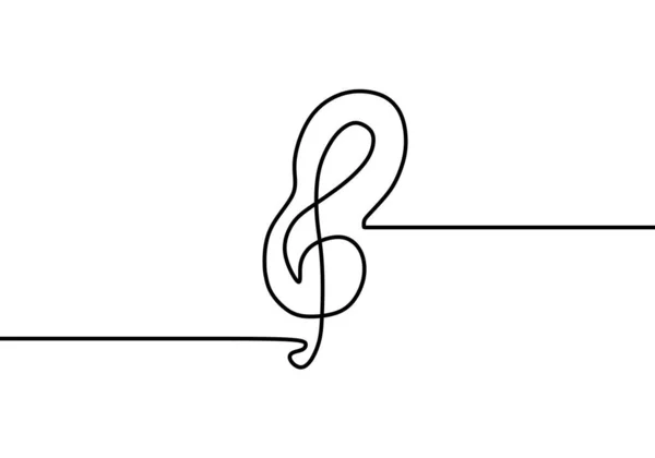 Dibujo Continuo Una Línea Símbolos Nota Musical Signo Clave Triple — Archivo Imágenes Vectoriales