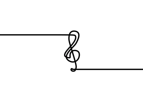 Dibujo Continuo Una Línea Símbolos Nota Musical Signo Clave Triple — Archivo Imágenes Vectoriales
