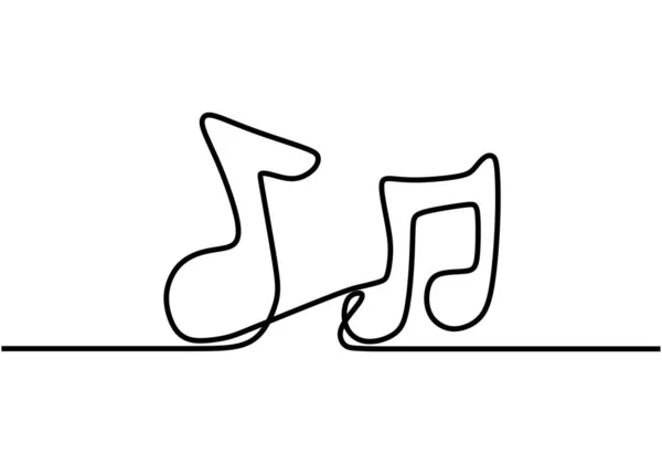 Nota Musical Desenho Contínuo Uma Linha Símbolos Notação Música Vetorial —  Vetores de Stock