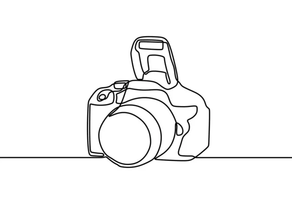 Dslr 카메라 디지털 벡터는 하나의 연속적 드로잉이다 손으로 미니멀리즘 — 스톡 벡터