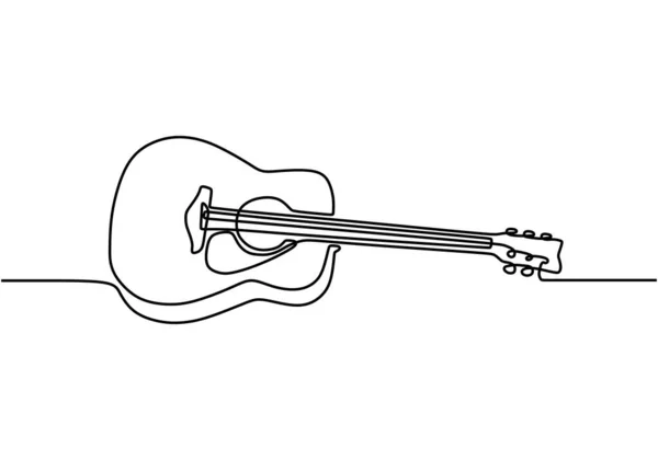 Continu Une Ligne Dessin Guitare Instrument Musique Illustration Vectorielle Simplicité — Image vectorielle