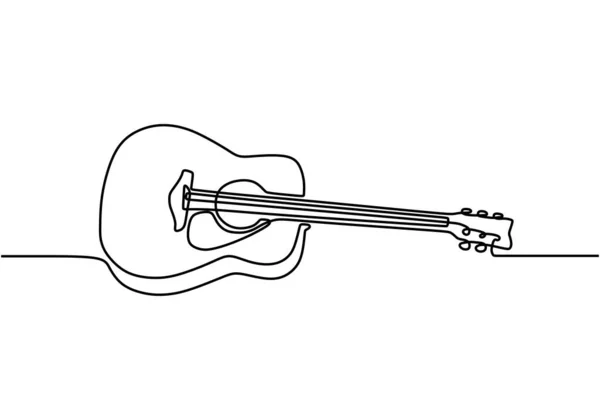 Una Linea Continua Che Disegna Uno Strumento Musicale Chitarra Disegno — Vettoriale Stock