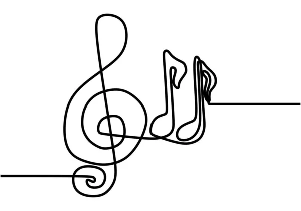 Music Note Continuous One Line Drawing Vector Song Notation Symbols — Stock Vector